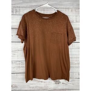 Chelsea DeBoer Lily Lottie Small Brown Bleach Splatter Short Sleeve Top Oversize